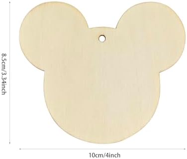 30 Pack 4 Inch Wood Mouse Head Cutouts for Crafts