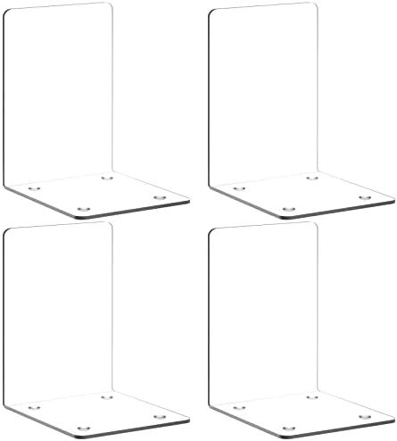 VFINE Clear Acrylic Bookends 4 Piece Set