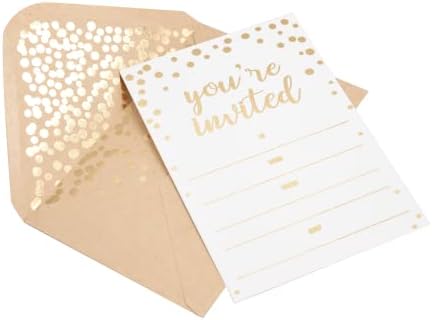 50 Pack Invitations with Gold Foil Youre Invited