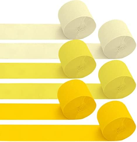 6 Rolls Yellow Crepe Paper Streamers for Party Decorations