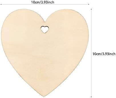 32 Pack 4 Inch Unfinished Wooden Heart Cutouts