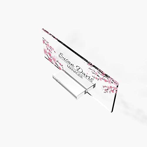 Personalized Office Name Plate with Cherry Blossom Design