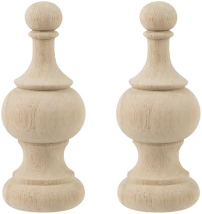 UTALIND 2 Pcs Unfinished Wood Finials for Staircase Decorations