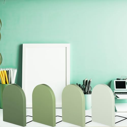 Honoson 4 Pcs Sage Green Wooden Bookends