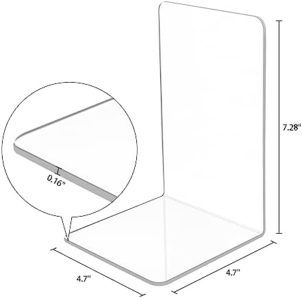10 Piece Clear Acrylic Book Ends Set for Shelves