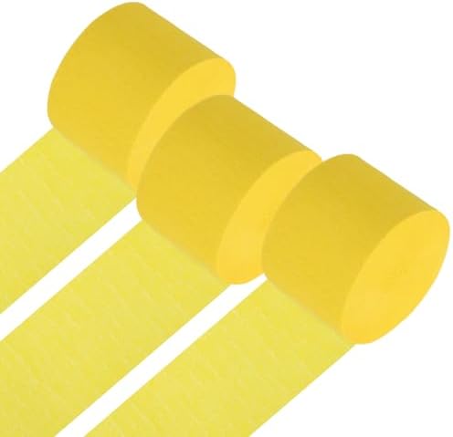 PATIKIL Yellow Crepe Paper Streamers 3 Rolls