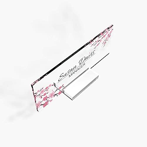 Personalized Office Name Plate with Cherry Blossom Design