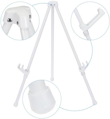 PATIKIL 2Set Tabletop Easel Stand for Display White Portable Aluminum Folding
