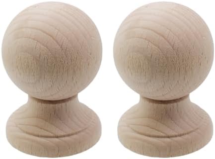 2PCS Unfinished Wood Finials for Bed Post and Curtain Rod