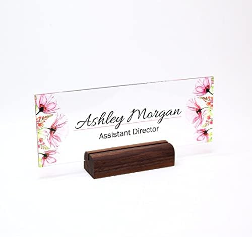 Personalized Desk Name Plate with Cherry Blossom Design