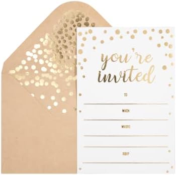 50 Pack Invitations with Gold Foil Youre Invited