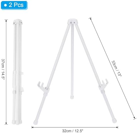 PATIKIL 2Set Tabletop Easel Stand for Display White Portable Aluminum Folding
