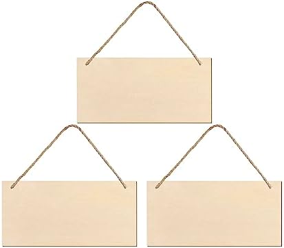 JANOU 3pcs Unfinished Wood Sign Blank DIY Hanging Decor