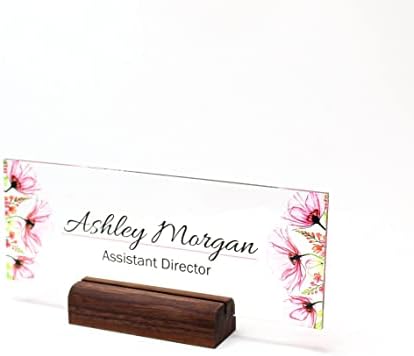 Personalized Desk Name Plate with Cherry Blossom Design