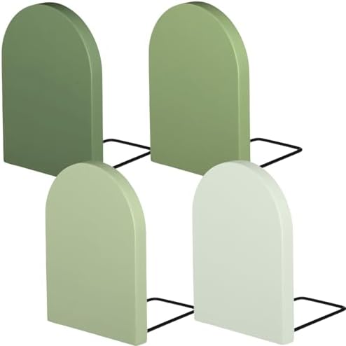 Honoson 4 Pcs Sage Green Wooden Bookends