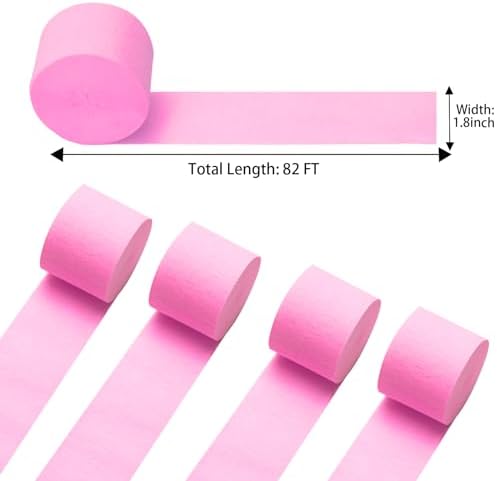 Light Pink Crepe Paper Streamers 4 Rolls 328ft Pack