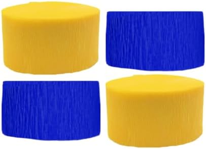 Blue and Gold Yellow Crepe Paper Streamers 4 Rolls