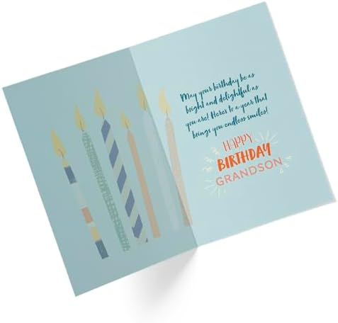 Birthday Card for Grandson with Candles and Confetti
