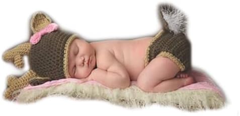 Vomdrok Newborn Christmas Deer Hat Pants Set for Babies