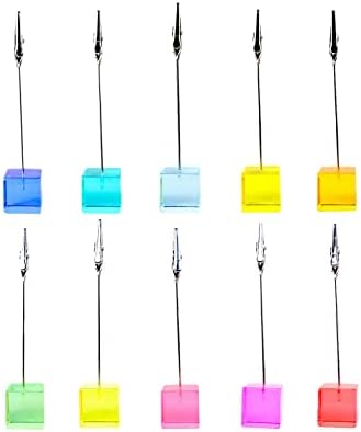 Rainbow Polaroid Photo Clip Stand with Clear Cube Base 10 pcs