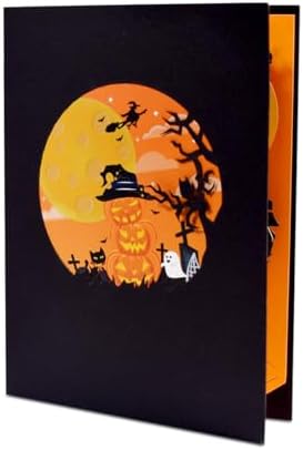 Spook Pumpkin Halloween Pop Up Greeting Cards with Envelope