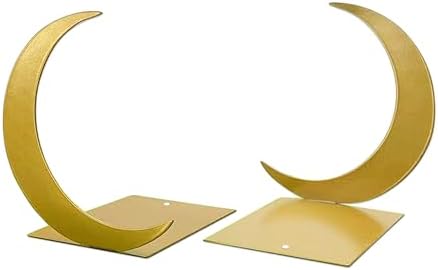 Ecqizer Moon Bookend Gold Bookends Decorative Bookends