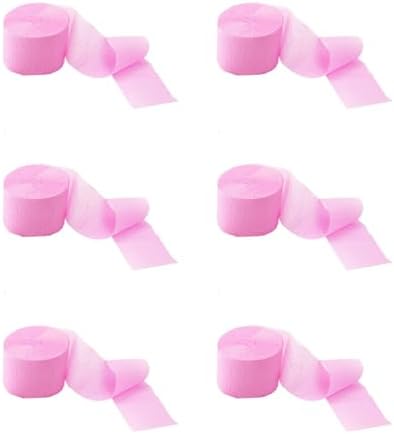 YYaaloa Crepe Paper Streamers 6 Rolls 492ft Light Pink