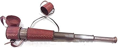 Antique Spyglass Telescope with Leather Lens Cap and Brass Frame