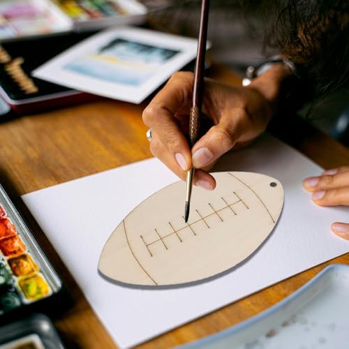 Wooden Football Cutouts for DIY Crafts and Decorations 20pcs