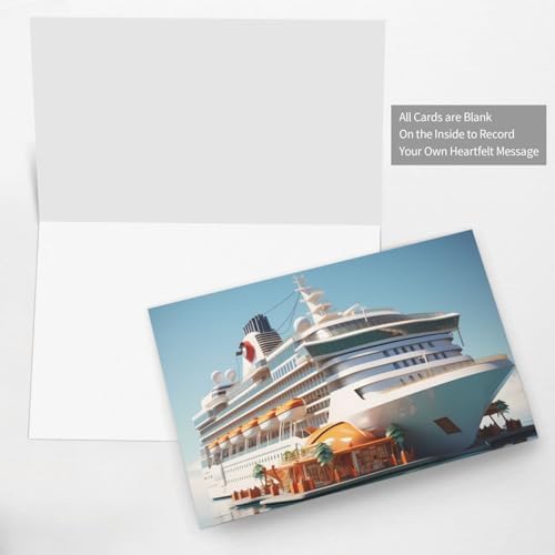 Pink Cruise Ship Greeting Card with Envelope