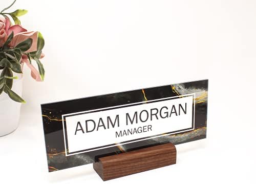 ARTSWAVE Personalized Black Marble Engraved Plaque Door
