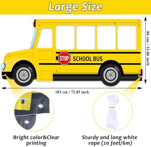 Yellow School Bus Photo Prop Banner for Back to School Party