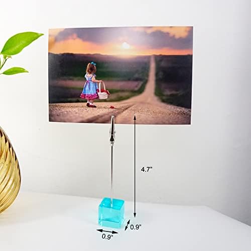 Rainbow Polaroid Photo Clip Stand with Clear Cube Base 10 pcs
