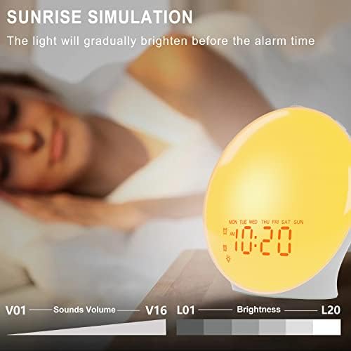 JALL Sunrise Alarm Clock with 17 Nightlights and 5W Speaker