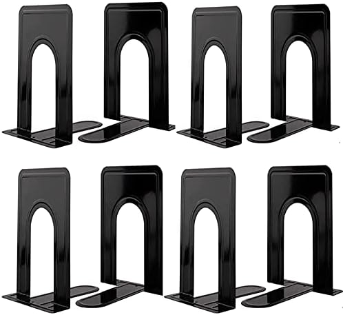 Heavy Duty Metal Bookends 4 Pair 8 Piece Black