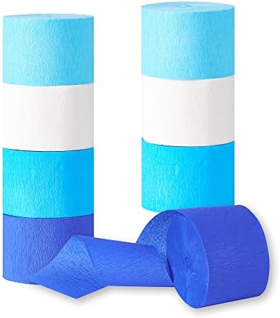 Blue Birthday Decorations 8 Rolls 656ft Crepe Paper Streamers Kit