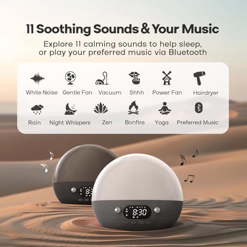 Dekala RestOnn Sunrise Alarm Clock with Sunset Sound and Amber Night Light