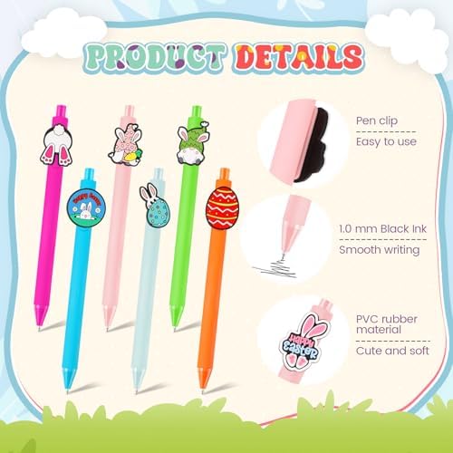 24 Pcs Cute Easter Themed Pens for Kids and Office Use