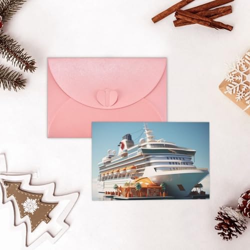 Pink Cruise Ship Greeting Card with Envelope