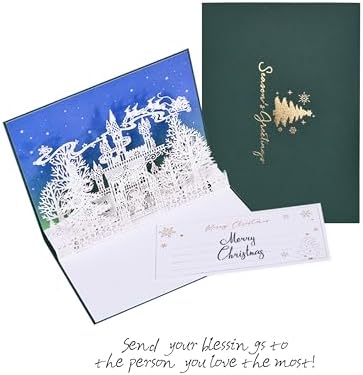 FIAMR 3D Embossed Silver Christmas Castle Card