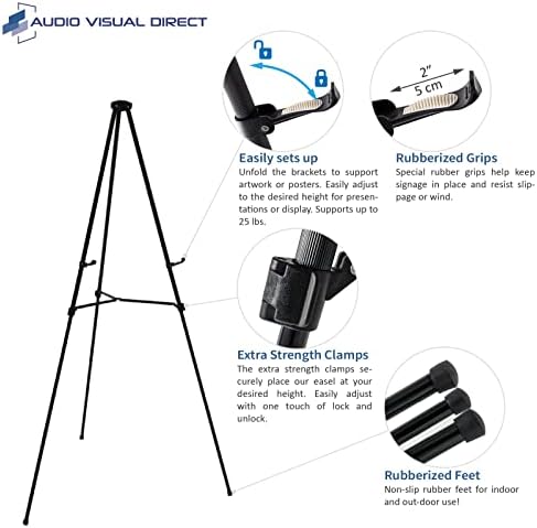 Lightweight Aluminum Telescoping Easel 70 Inches Black