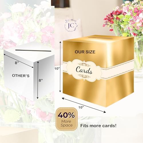 JC HUMMINGBIRD Gold Metallic Cards Ribbon Sign 10x10 Foldable Box with Slit