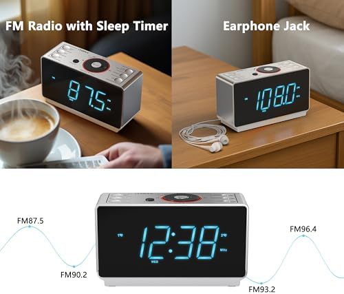 iTOMA Alarm Clock Radio with Bluetooth Speaker and Night Light CKS708
