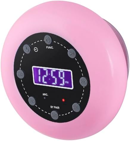 HANNLOMAX HX-159CR Shower Clock Radio with Bluetooth and LCD Display Pink