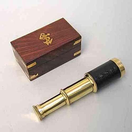 NauticalMart Handtooled Pullout Telescope Hardwood Box