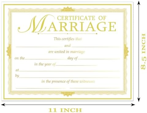 Gold Foil Edge Wedding Certificates 11x85 Inches 24 Pcs