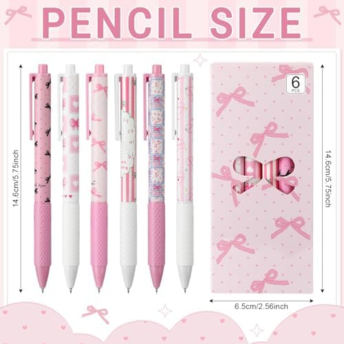 12 Pcs Coquette Bow Pens Pink Girly Set