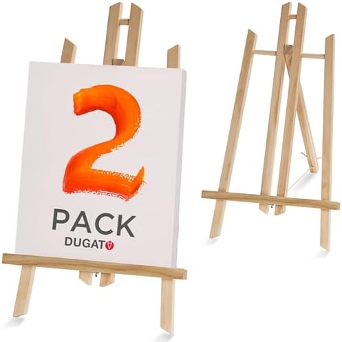 DUGATO 16 Inch Wood Tabletop Easel Set 2 Pack A-Frame Stand
