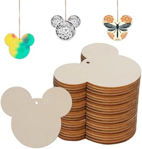 30Pcs Wooden Mouse Head Cutouts for Paint and Decorate