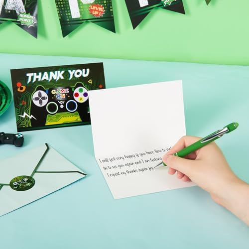 WERNNSAI Video Game Thank You Cards 24PCS Gamer Decorations